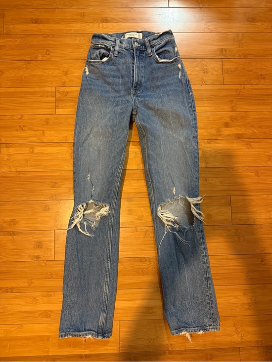 Abercrombie & Fitch Denim - Abercrombie & Fitch Women’s Blue Distressed Straight-Leg Jeans